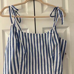 Blue and White Striped Crop Top